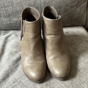 Grey leather booties
